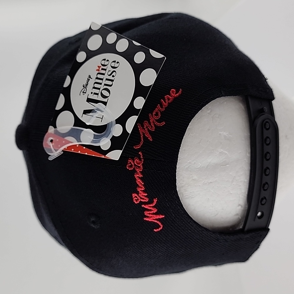 NWT Disney Minnie Mouse Women's Flat Bill Snap Back Black Baseball Cap EmbroideR - Picture 13 of 16